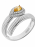 BYSIMON - Anello in Argento 925 a forma di goccia con zircone centrale champagne