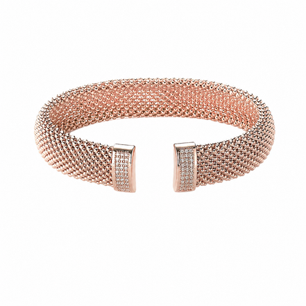 Bracciale rigido Strong in bronzo con finitura oro rosè e zirconi Sovrani J4016