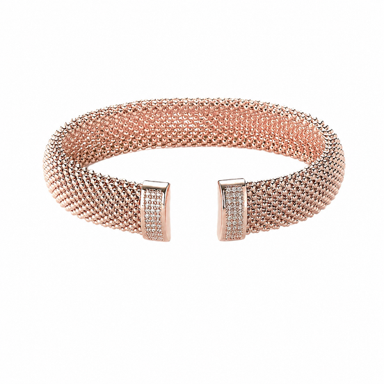 Bracciale rigido Strong in bronzo con finitura oro rosè e zirconi Sovrani J4016