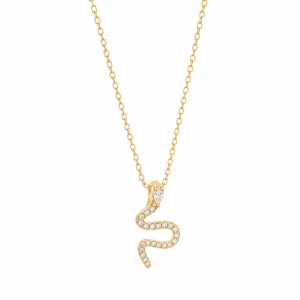 BYSIMON - Collana in Argento 925 con pendente a forma di serpente impreziosito da zirconi bianchi