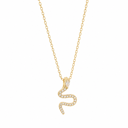 BYSIMON - Collana in Argento 925 con pendente a forma di serpente impreziosito da zirconi bianchi