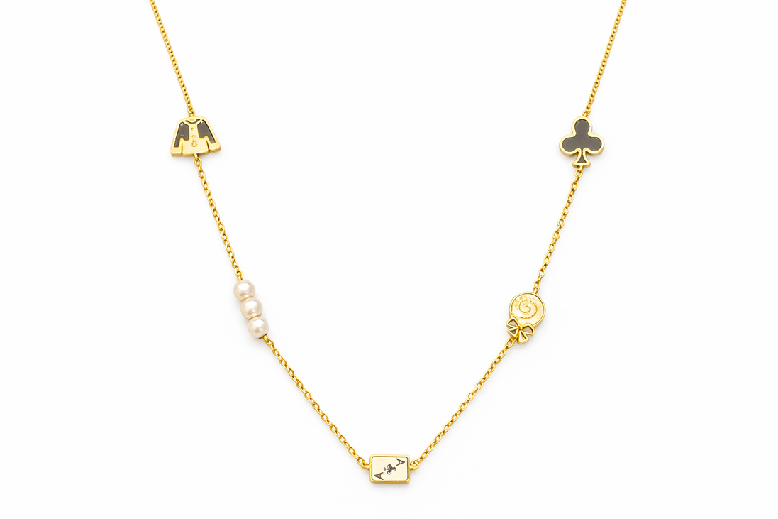 fico gioielli - Collana Charms Carte da Gioco in Argento 925 Dorato