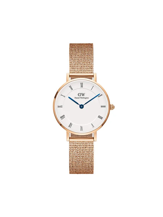 Orologio Daniel Wellington Petite Roman Numerals Melrose Solo Tempo Rose Gold 28mm Bianco da Donna DW00100681