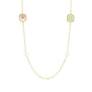 XGR714D Collana lunga placcata oro giallo con cristalli medi pesca e verde chiaro e perle