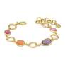 XB1017DP Bracciale placcato oro giallo con quattro cristalli multicolor e moduli circolari