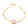 XB1009DR Bracciale placcato oro giallo con doppia catena e cristallo grande rosa baby