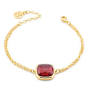 XB1009DS Bracciale placcato oro giallo con doppia catena e cristallo grande tormalina rossa