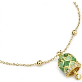 Bracciale placcato oro giallo con campanella portafortuna verde - Mya CL/BR06