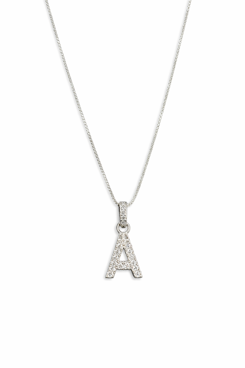 fico gioielli - Collana con Iniziale “A” in Argento con Zirconi