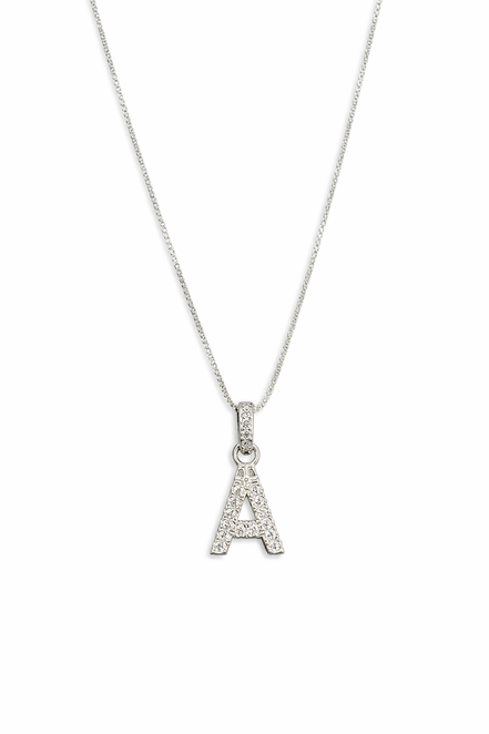 fico gioielli - Collana con Iniziale “A” in Argento con Zirconi
