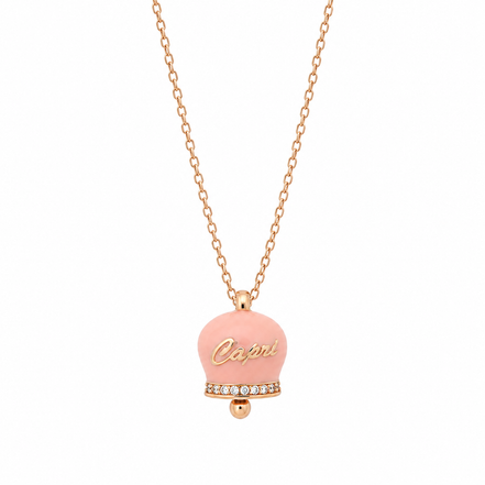 BYSIMON - Collana in Argento 925 con campanella rosa Capri e zirconi