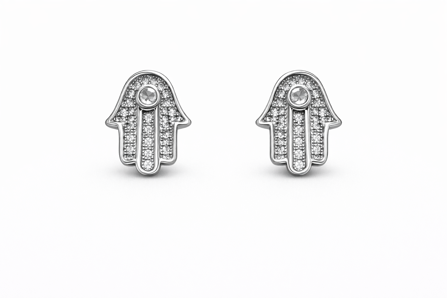 fico gioielli - Orecchini Mano di Fatima in Argento 925 con Zirconi