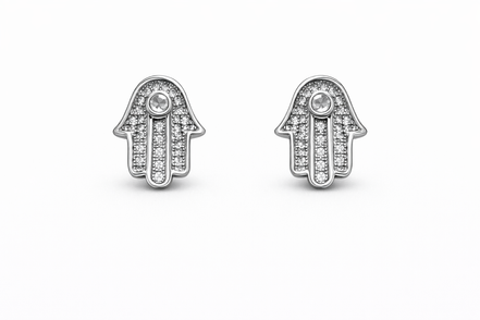 fico gioielli - Orecchini Mano di Fatima in Argento 925 con Zirconi