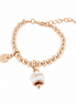 amo capri - Bracciale in Metallo maglia a sfere, con campanella scritta capri pendente impreziosita da cristalli e smalto bianco