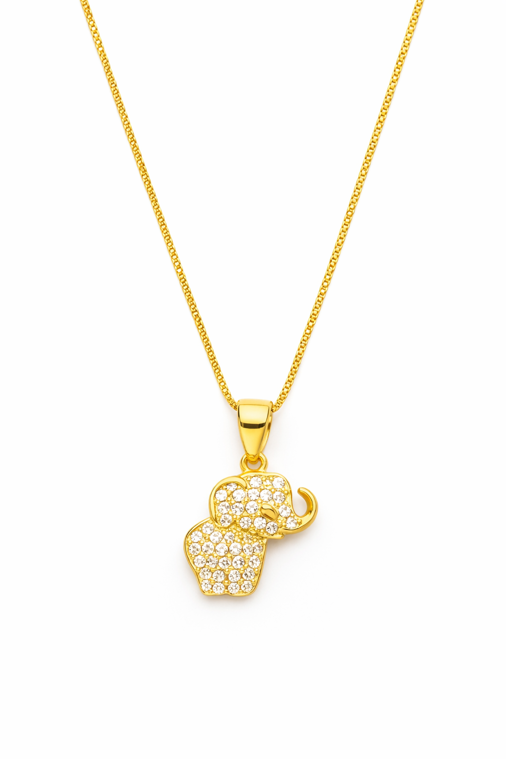 fico gioielli - Collana Elefante in Argento 925 Dorato con Zirconi