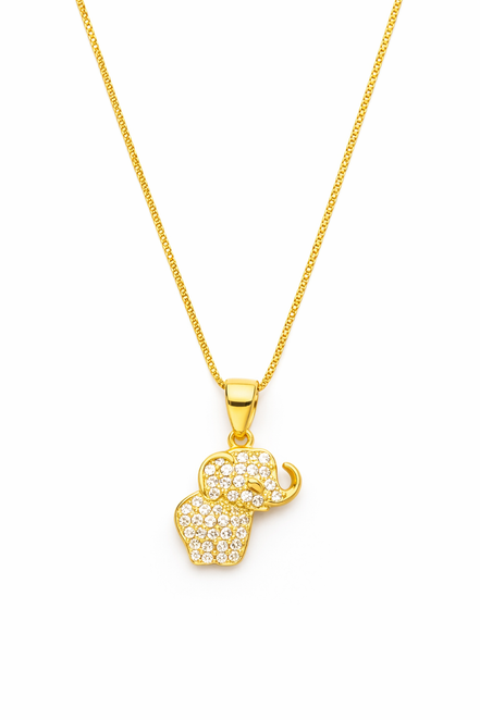 fico gioielli - Collana Elefante in Argento 925 Dorato con Zirconi
