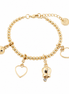 AMO CAPRI - Bracciale in Metallo multi ciondoli a forma di campanella e cuori in smalto bianco
