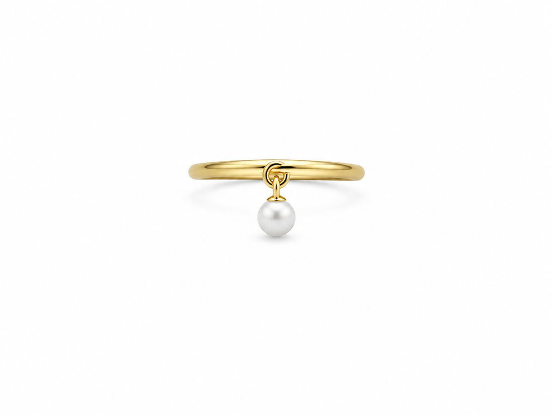 Fico Gioielli - Anello Regolabile con Perla Pendente in Argento 925