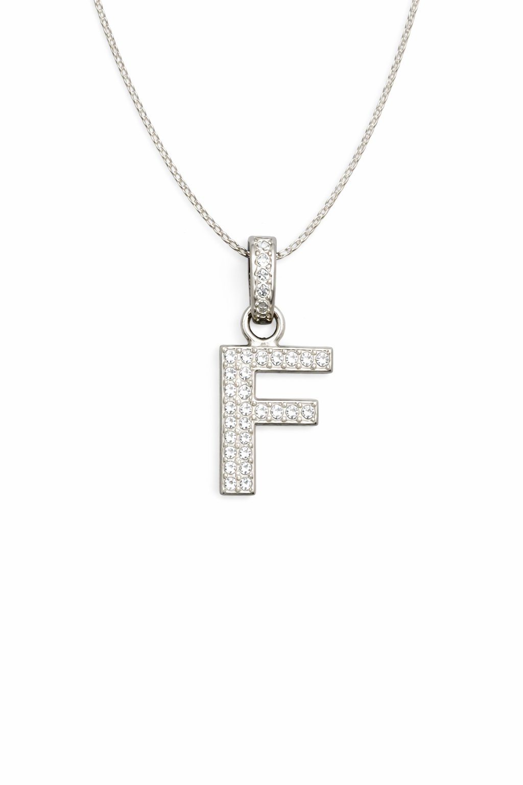 fico gioielli - Collana con Iniziale “F” in Argento con Zirconi