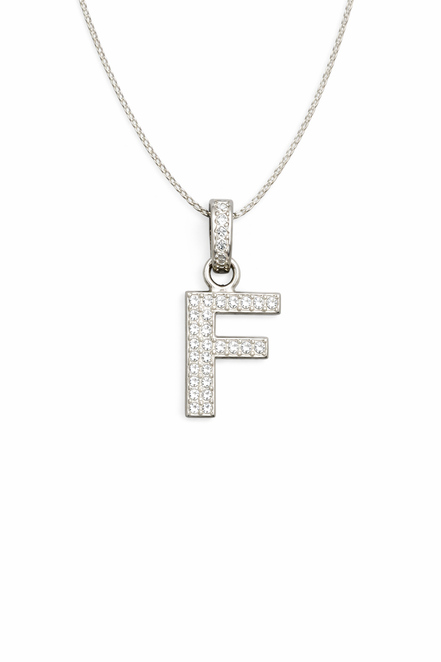 fico gioielli - Collana con Iniziale “F” in Argento con Zirconi