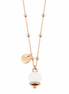 Amo Capri - Collana in Metallo con campanella portafortuna pendente, impreziosita da smalto bianco e cristalli