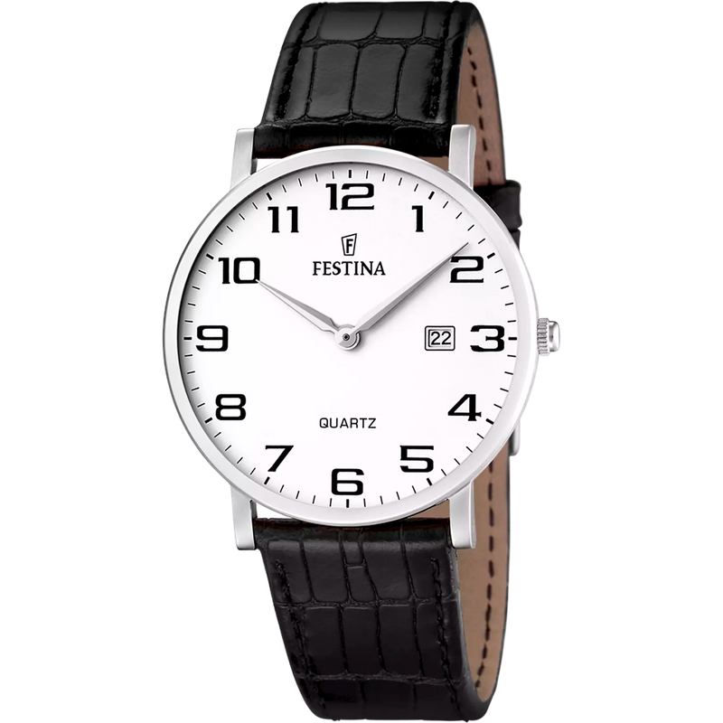 OROLOGIO FESTINA CLASSICS F16476/1 BIANCO CON CINTURINO IN PELLE, UOMO