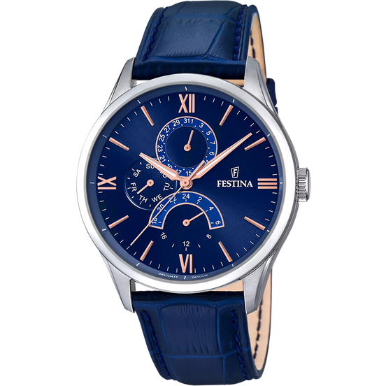 OROLOGIO FESTINA RETRO F16823/3 BLU CINTURINO IN PELLE, UOMO