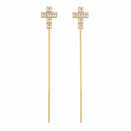BYSIMON - Orecchini in Argento 925 lunghi con croce