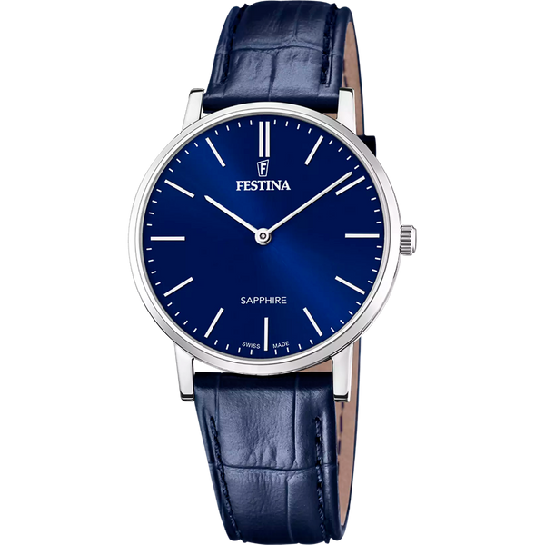 Festina Swiss Made orologio uomo pelle blu F20012/3