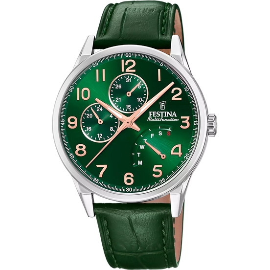 OROLOGIO FESTINA MULTIFUNCTION COLLECTION F20278/D VERDE CINGHIA PELLE, UOMO