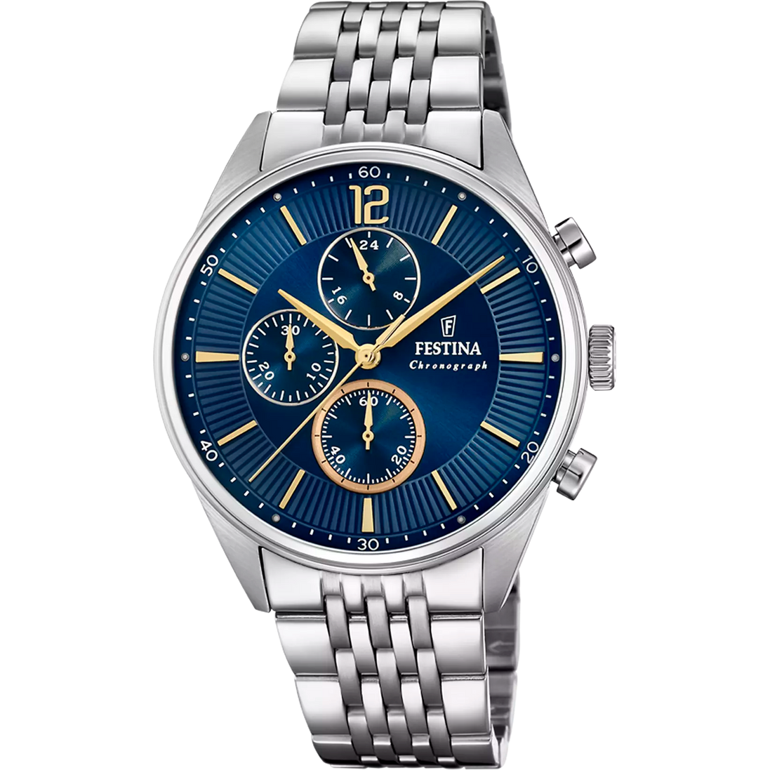 OROLOGIO FESTINA TIMELESS CHRONOGRAPH F20285/3 AZZURO BRACCIALE IN ACCIAIO, UOMO