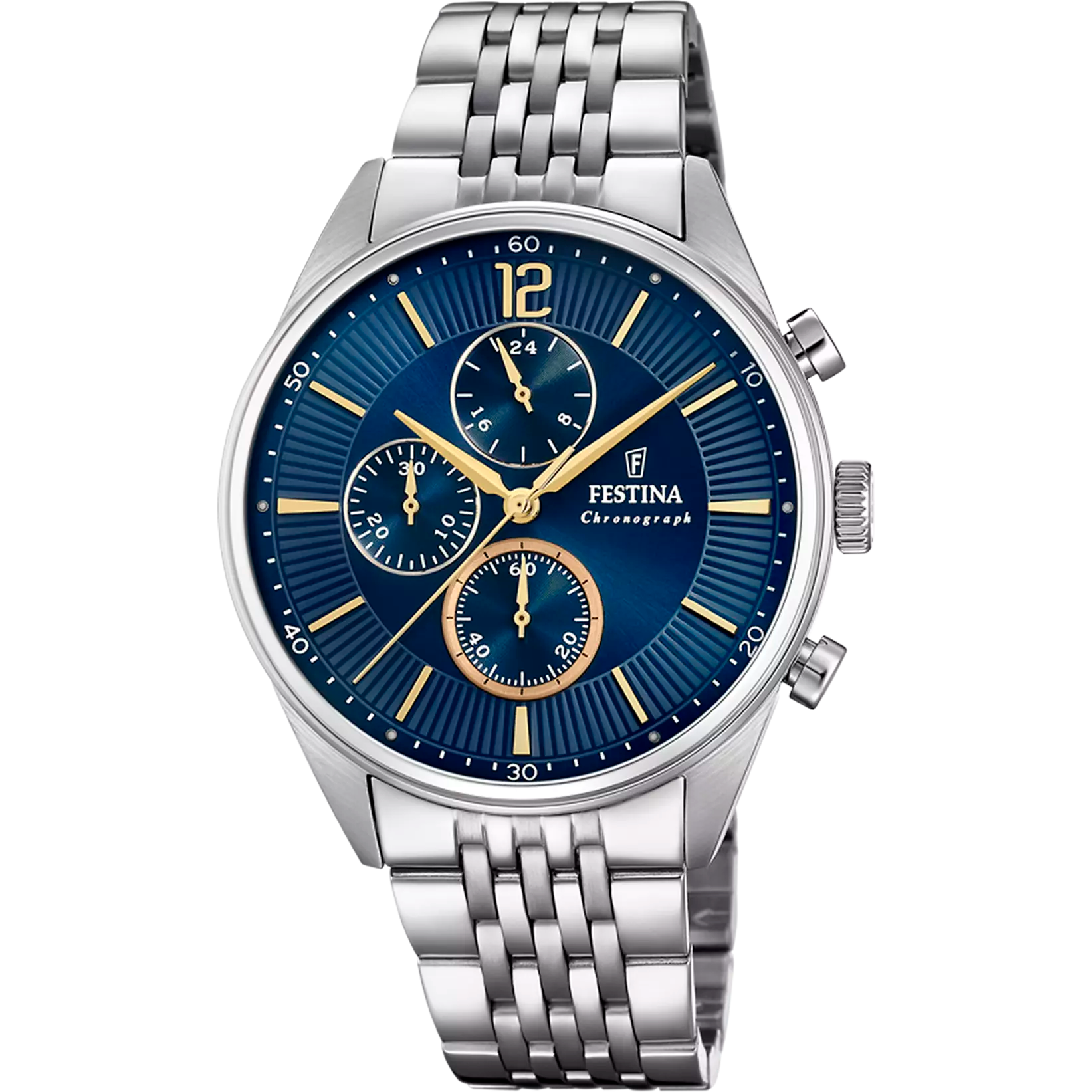 OROLOGIO FESTINA TIMELESS CHRONOGRAPH F20285/3 AZZURO BRACCIALE IN ACCIAIO, UOMO