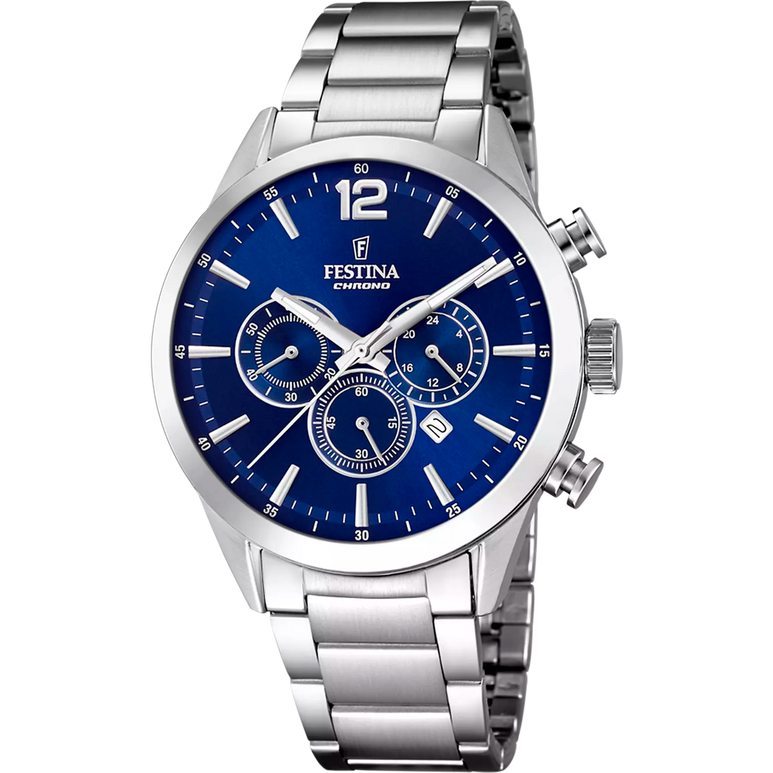 OROLOGIO FESTINA TIMELESS CHRONOGRAPH F20343/7 AZZURO BRACCIALE IN ACIAIO, UOMO