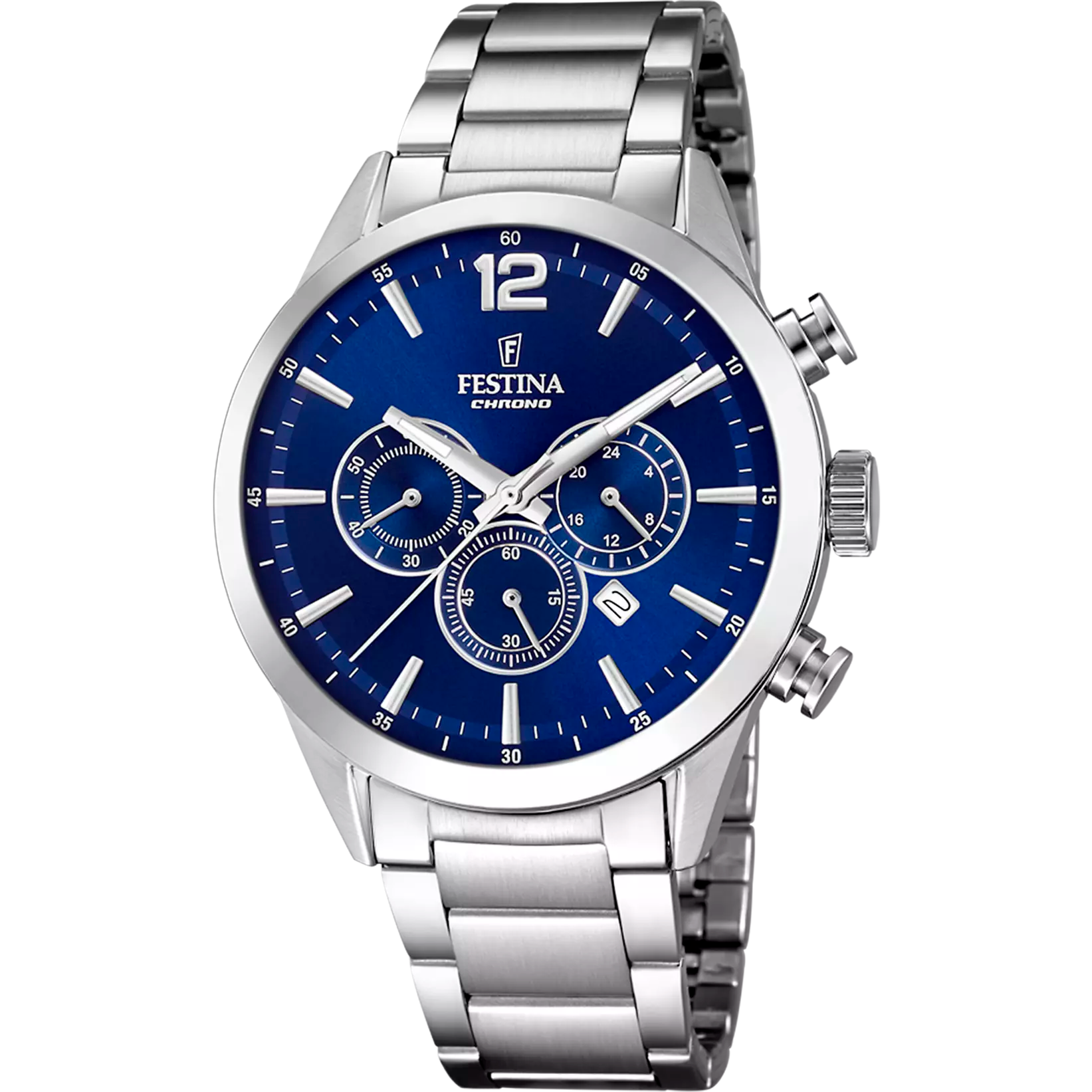 OROLOGIO FESTINA TIMELESS CHRONOGRAPH F20343/7 AZZURO BRACCIALE IN ACIAIO, UOMO