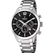 OROLOGIO FESTINA TIMELESS CHRONOGRAPH F20343/8 NERO CINTURINO IN ACCIAIO, UOMO
