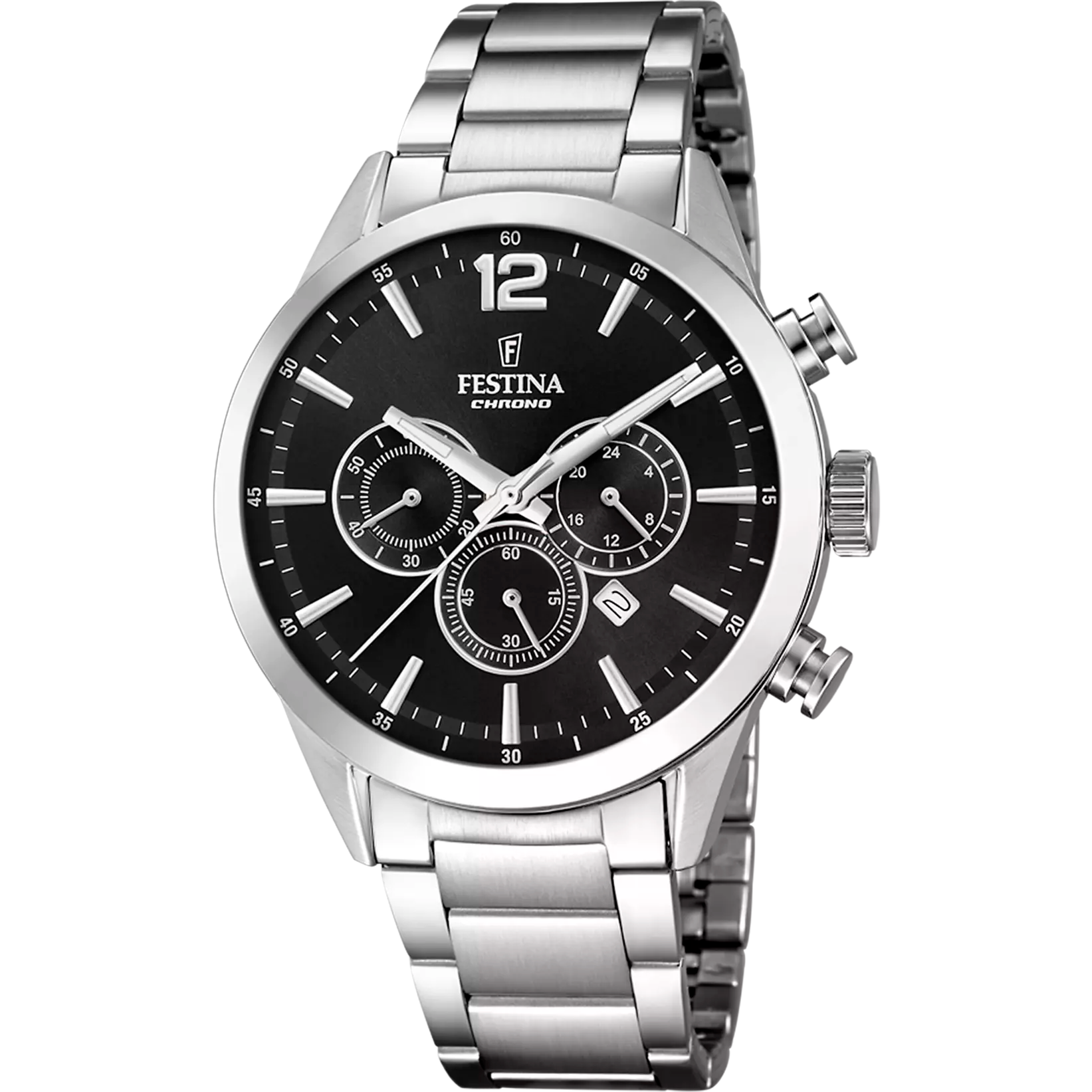 OROLOGIO FESTINA TIMELESS CHRONOGRAPH F20343/8 NERO CINTURINO IN ACCIAIO, UOMO