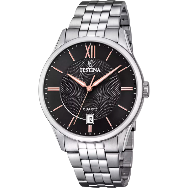 OROLOGIO FESTINA CLASSICS F20425/6 NERO CINTURINO IN ACCIAIO, UOMO