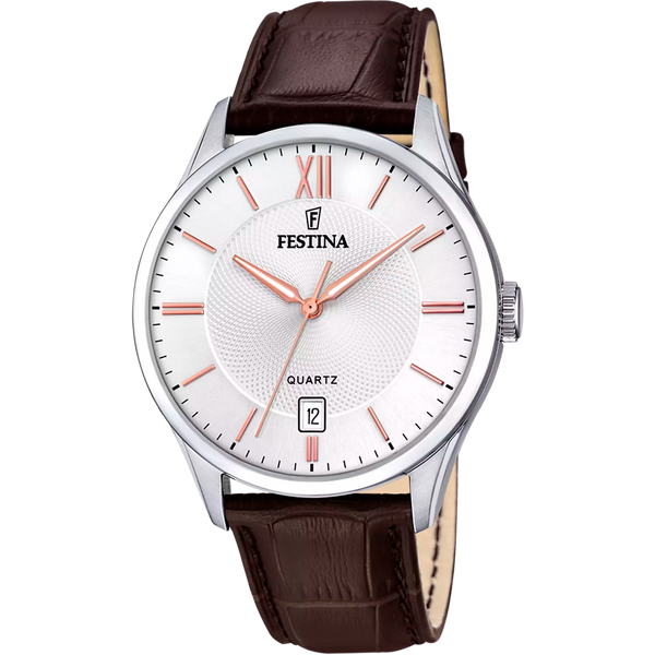 Festina Acero orologio solo tempo uomo marrone pelle F20426/4