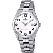 OROLOGIO FESTINA CLASSICS F20437/1 BIANCO CINTURINO IN ACCIAIO, UOMO