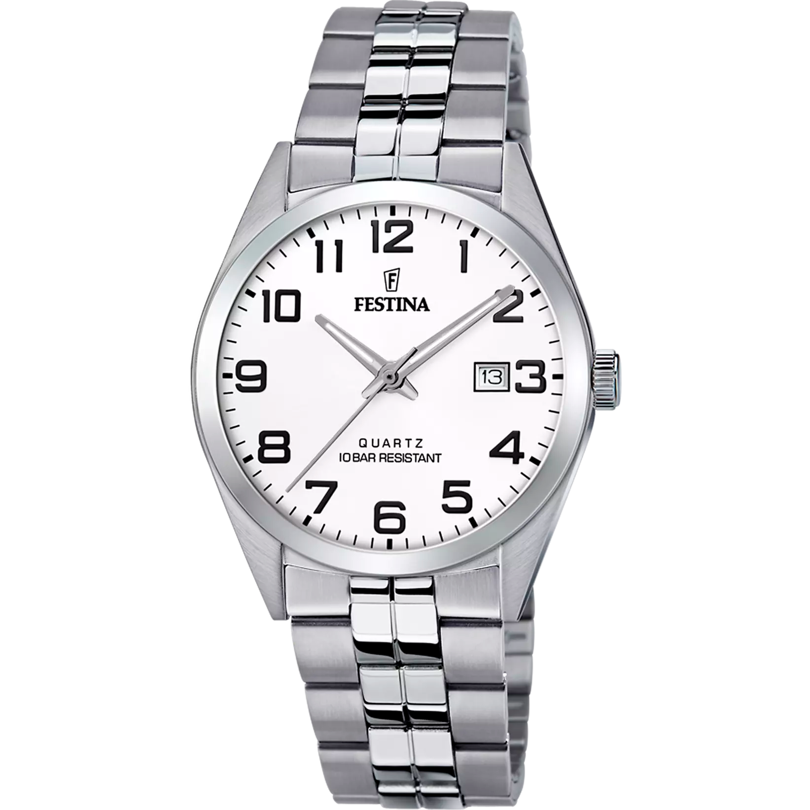 OROLOGIO FESTINA CLASSICS F20437/1 BIANCO CINTURINO IN ACCIAIO, UOMO