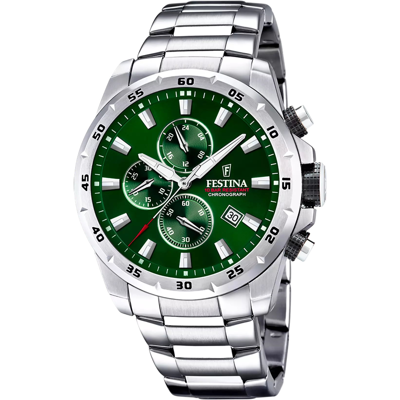 Festina Chrono Sport verde bracciale in acciaio uomo F20463/3