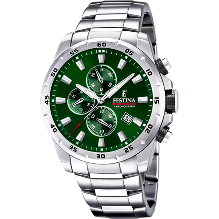 Festina Chrono Sport verde bracciale in acciaio uomo F20463/3