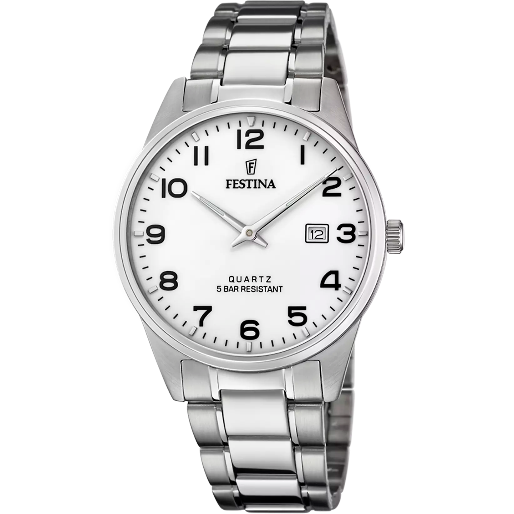 OROLOGIO FESTINA CLASSICS F20511/1 BIANCO CINTURINO IN ACCIAIO, UOMO