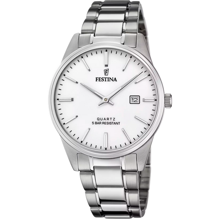 OROLOGIO FESTINA CLASSICS F20511/2 ARGENTO BRACCIALE IN ACCIAIO, UOMO