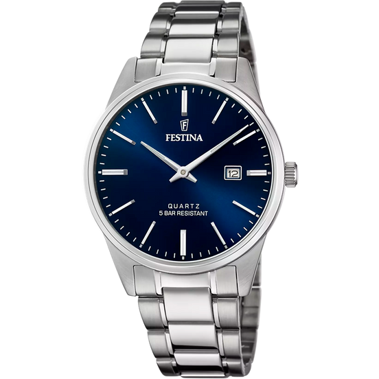 OROLOGIO FESTINA CLASSICS F20511/3 AZZURO BRACCIALE IN ACIAIO, UOMO
