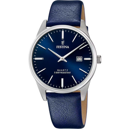 OROLOGIO FESTINA CLASSICS F20512/3 AZZURO CINTURINO IN PELLE, UOMO