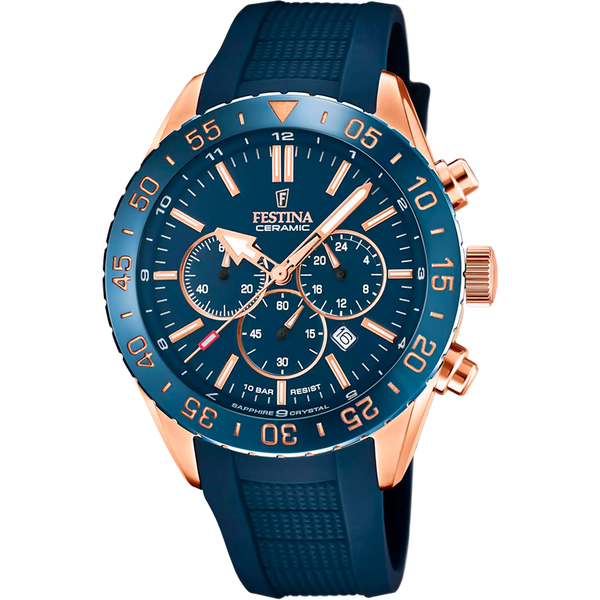 Festina Ceramic orologio cronografo uomo blu/golden F20516/1