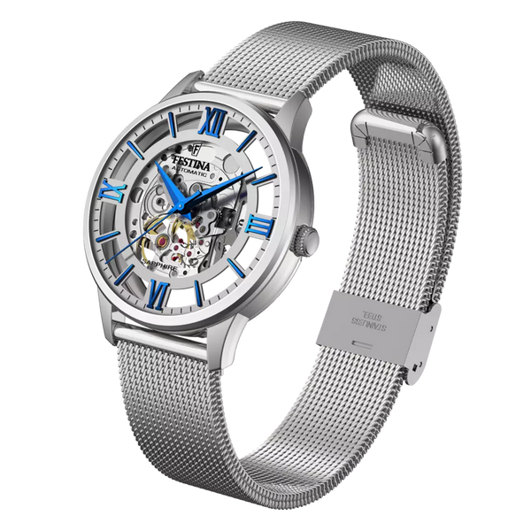 OROLOGIO FESTINA AUTOMATICO F20534/1 ARGENTO CINTURINO IN ACCIAIO, UOMO