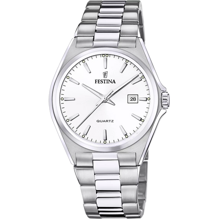 OROLOGIO FESTINA CLASSICS F20552/2 BIANCO BRACCIALE IN ACIAIO, UOMO