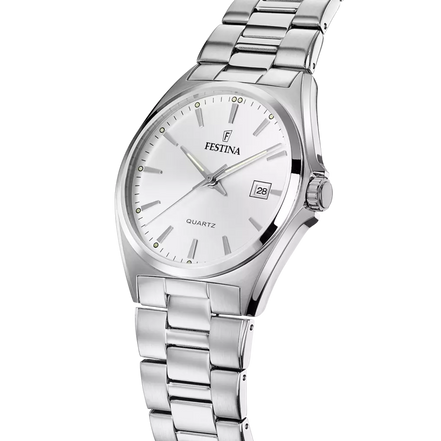 OROLOGIO FESTINA CLASSICS F20552/2 BIANCO BRACCIALE IN ACIAIO, UOMO